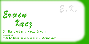 ervin kacz business card